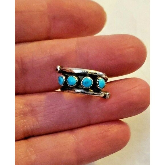 Native American Turquoise Sterling Silver ring sz 5.25    (NAR 1442) - Picture 4 of 5